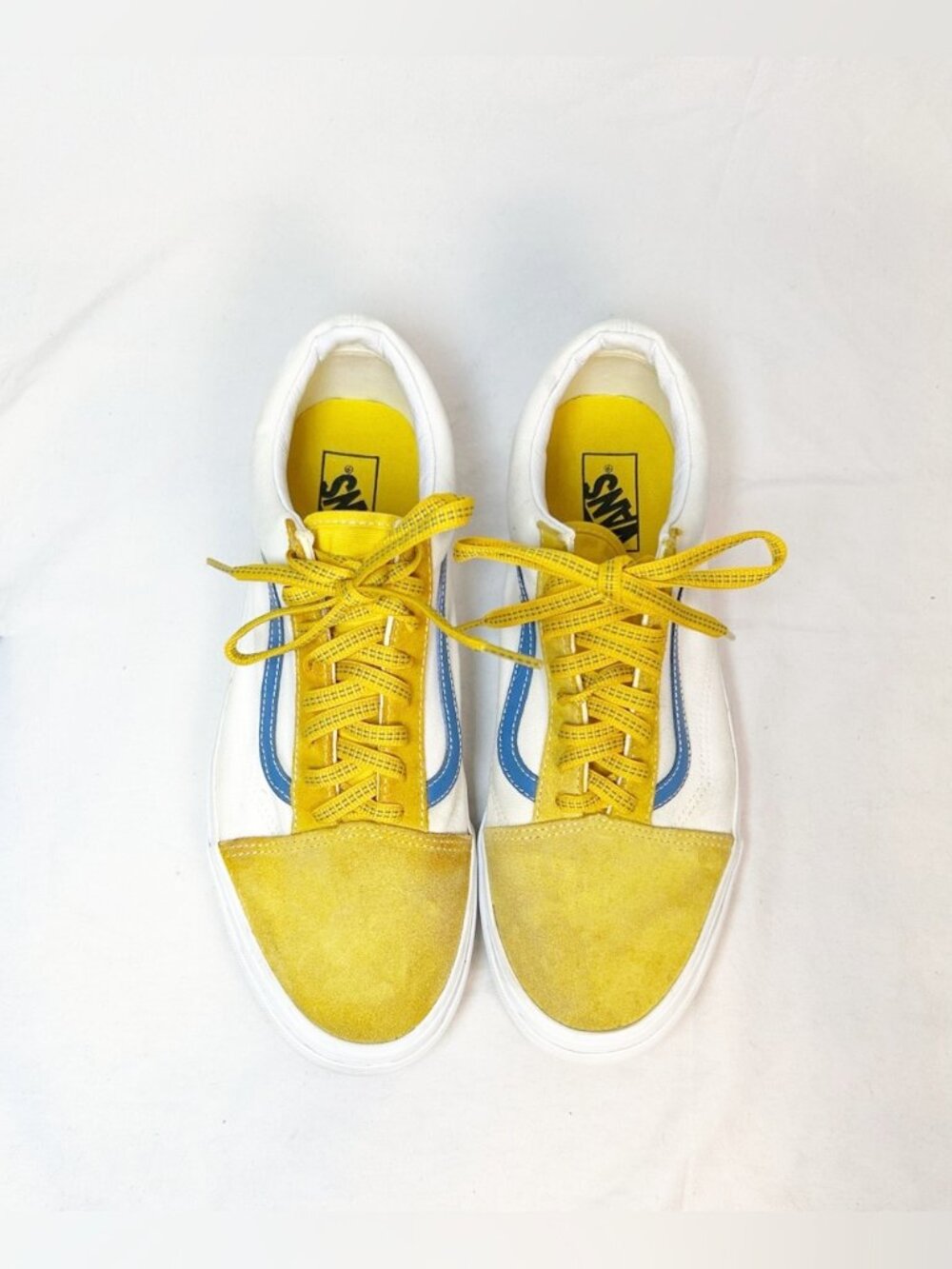 Vans Old Skool Mens Freesia/Vallarta Blue Suede Sport Pop Skate Sneakers~12~ - Picture 3 of 7